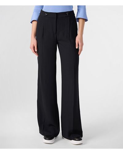 Karl Lagerfeld | Women's Contrast Stripe Pants | Black | Polyester/spandex