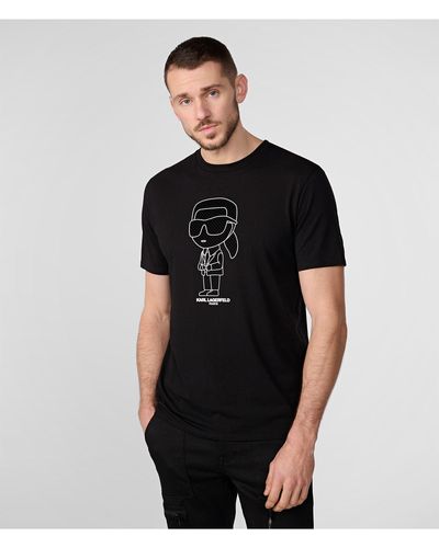 Karl Lagerfeld | Men's Textured Large Karl Character T-shirt | Black | Size Xs