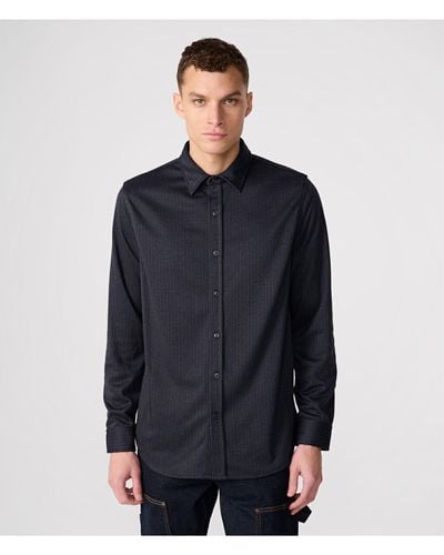 Karl Lagerfeld | Men's Pinstriped Button Down Shirt | Navy Blue | Size Xs