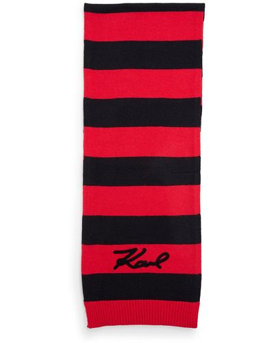 Karl Lagerfeld | Women's Rugby Stripe Scarf | Red