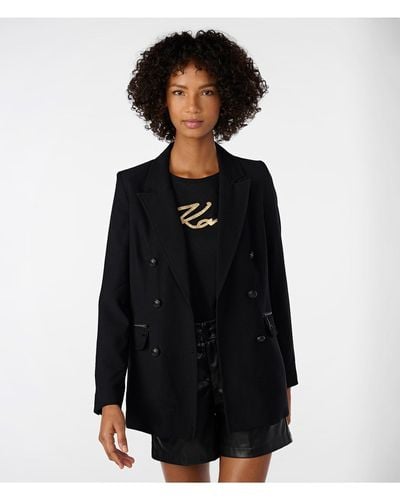 Karl Lagerfeld | Women's Refined Twill Double Breasted Blazer Jacket | Black | Size 8