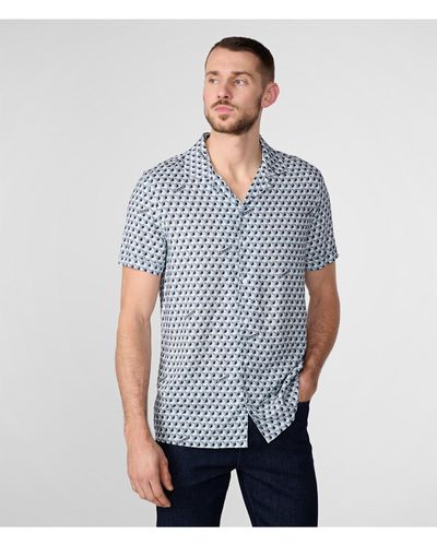 Karl Lagerfeld | Men's 3d Block Print Short Sleeve Shirt | Blue | Size Xs