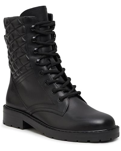 Karl Lagerfeld | Women's Remi Quilted Leather Combat Boot | Black