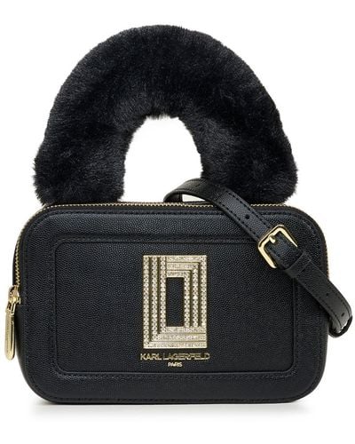 Karl Lagerfeld | Women's Simone Fuzzy Handle Camera Bag | Black