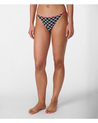 Karl Lagerfeld | Women's Pauline String Bikini Bottom | Black/soft White | Polyester/spandex | Size Xs - Blue
