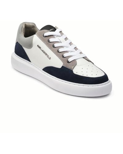 Karl Lagerfeld Suede Leather With Perforated Toe Sneaker - White