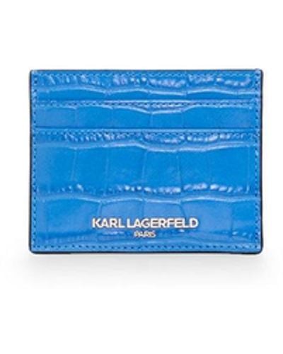 Karl Lagerfeld | Women's Simone Croco Card Case Blue Lagoon | Deep Lagoon Blue