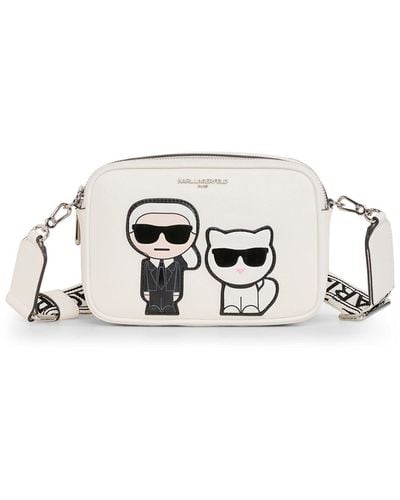 Karl Lagerfeld | Women's Maybelle Round Head Duo Camera Crossbody Bag | Winter White