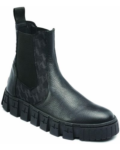 Karl Lagerfeld | Men's Monogram Leather Lug Sole Chelsea Boot | Black | Size 7
