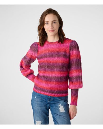 Karl Lagerfeld | Women's Ombre Stripe Pullover | Magenta | Size Medium - Red
