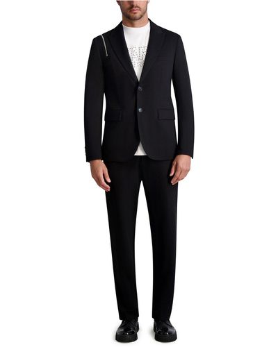 Karl Lagerfeld | Men's Exposed Zip Sport Blazer | Black | Rayon/nylon | Size Large