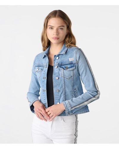 Karl Lagerfeld | Women's Logo Tape Denim Jacket | Glacier Blue | Cotton/elastane Spandex | Size Small