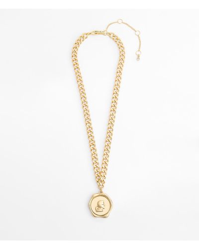 Karl Lagerfeld | Women's Karl Medallion Pendant | Gold Yellow - White