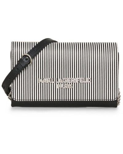 Karl Lagerfeld | Women's Lourdes Crossbody Bag | Black/white/stripe - Gray