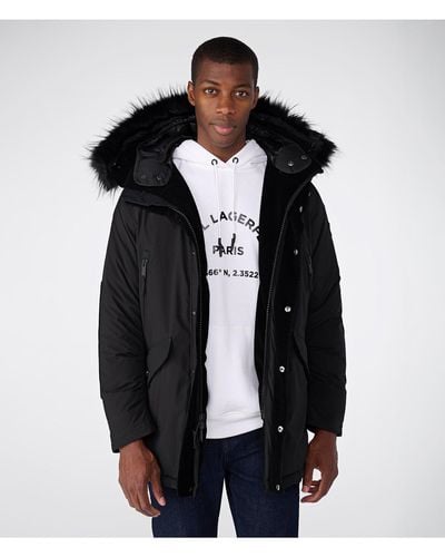 Karl Lagerfeld | Men's Corduroy Trims Down Coat | Black | Size 2xl