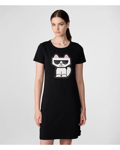 Karl Lagerfeld | Women's Choupette T-shirt Dress | Black | Cotton/spandex | Size Small