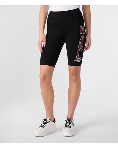 Karl Lagerfeld | Women's Karl Seguin Bike Shorts | Black/pink | Cotton/spandex | Size 2xs