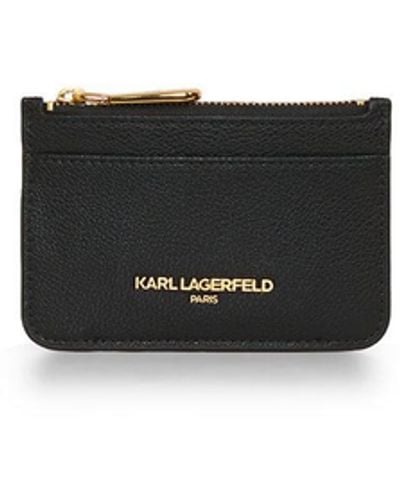 Karl Lagerfeld | Skinny Snap Closure Card Case | Black/gold - White