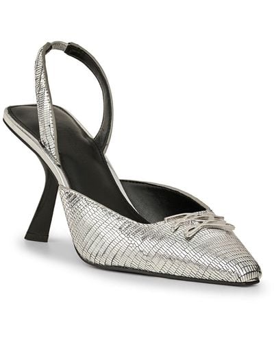 Karl Lagerfeld | Women's Aline Slingback Angular Heel | Silver Gray - Metallic