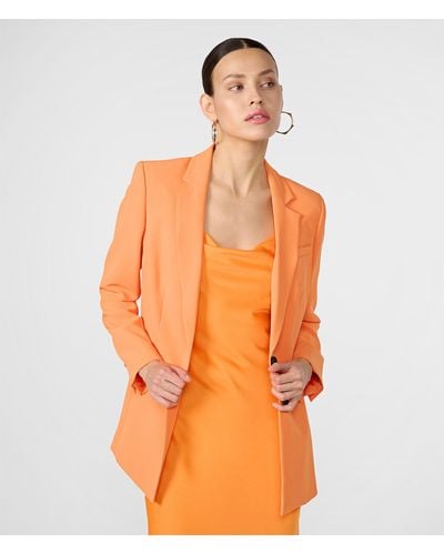 Karl Lagerfeld | Women's Stretch Twill Suiting Blazer Jacket | Tangerine Orange