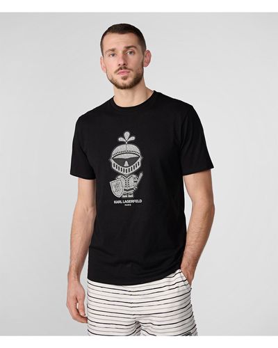 Karl Lagerfeld | Men's Textured Reflective Karl Knight T-shirt | Black | Size Xs