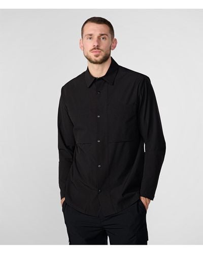 Karl Lagerfeld | Men's Stretch Nylon Shirt Jacket | Black | Cotton/spandex | Size Xs