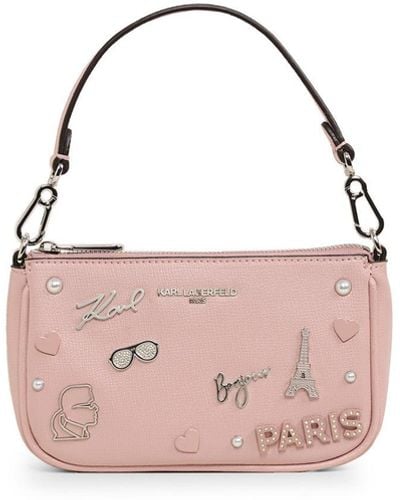 Karl Lagerfeld | Women's Maybelle Demi Cate Pins Shoulder Bag | Rose Smoke Gray - Pink
