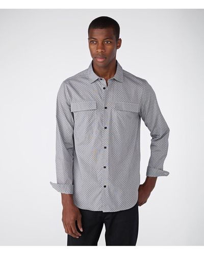 Karl Lagerfeld | Men's Printed Chest Pockets Button Up Shirt | Gray | Size Xs