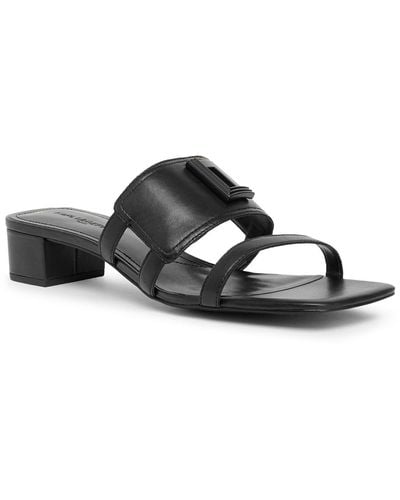 Karl Lagerfeld | Women's Valerie Double L Block Heel Sandal | Black | Size 6