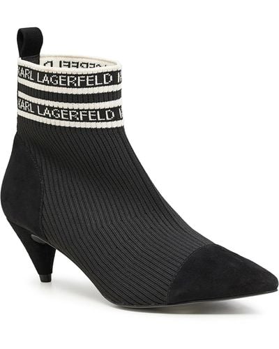 Karl Lagerfeld | Women's Jeanne Logo Knit Bootie | Black