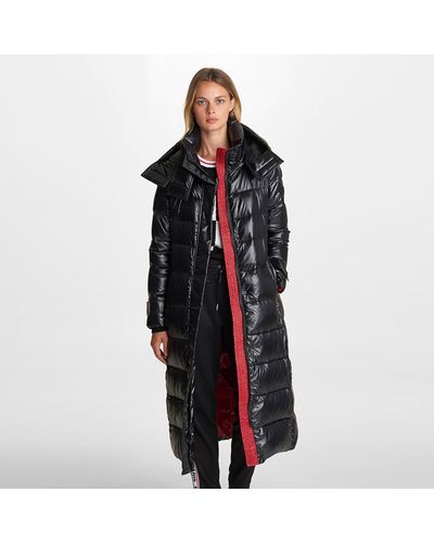 Karl Lagerfeld Contrast Maxi Belted Long Puffer - Black