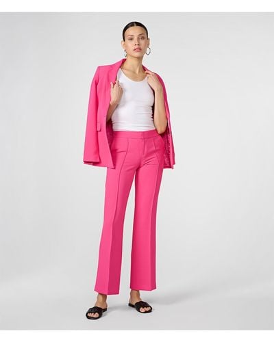 Karl Lagerfeld | Women's Stretch Twill Suiting Pants - Fuschia | Fuchsia Pink