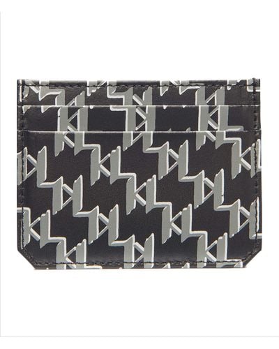 Karl Lagerfeld | Men's Monogram Leather Card Holder | Black