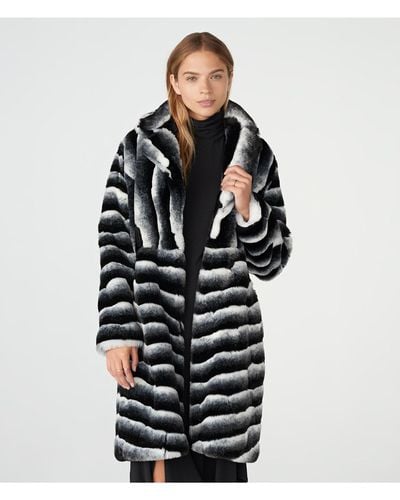 Karl Lagerfeld | Women's Long Faux Chinchilla Fur Coat | Black/white | Size Xs