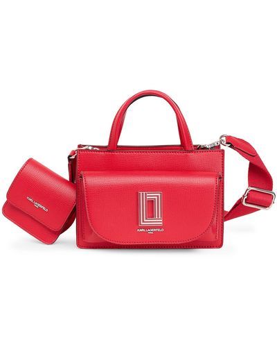 Karl Lagerfeld | Women's Simone Crossbody Bag With Strap Pouch | Crimson Red