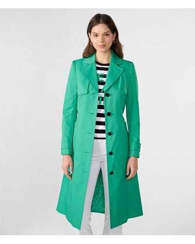 Karl Lagerfeld | Women's Twill Single Breasted Trench Jacket | Kelly Green | Cotton/polyester
