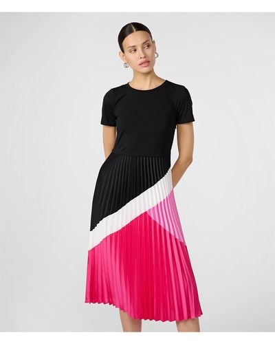 Karl Lagerfeld | Women's Pleated Maxi Dress | Black/soft White | Size Medium - Pink
