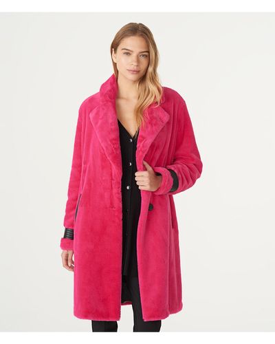 Karl Lagerfeld | Women's Cozy Faux Fur Coat | Pink Peacock | Polyester | Size 2