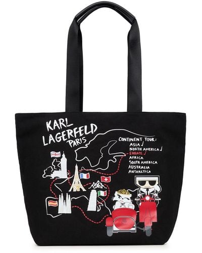 Karl Lagerfeld | Women's Kristen Canvas Tote Bag | Black Spc