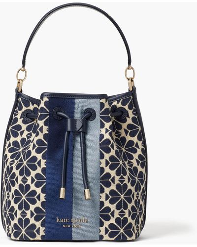 Kate Spade Spade Flower Beuteltasche Aus Jacquard Mit Streifen, Mittelgroß - Blue