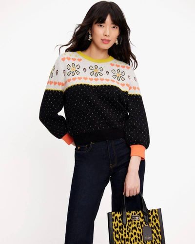 Kate Spade Embroidered Fair Isle Jumper - Black