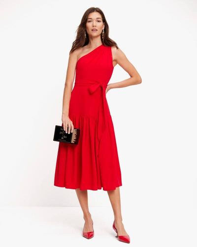 Kate Spade Tech Satin One-shoulder Dress - Red