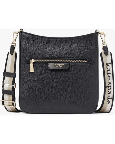 Kate Spade Hudson Messenger-Umhängetasche aus genarbtem Leder - Schwarz