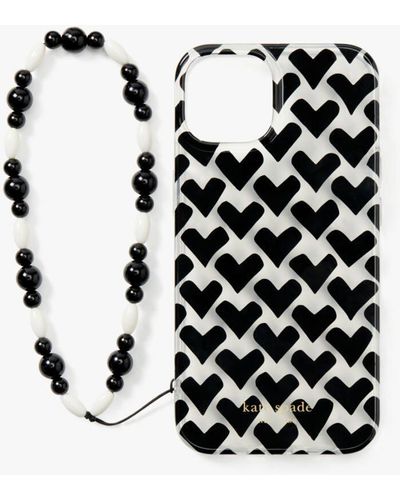 Kate Spade Modernist Hearts Iphone 14 Wristlet Case - Black