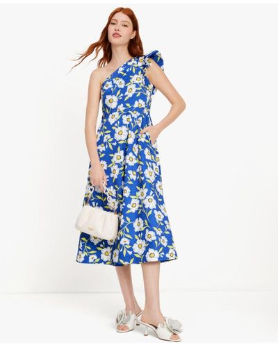 Kate Spade Sunshine Floral One-shoulder Dress - Blue