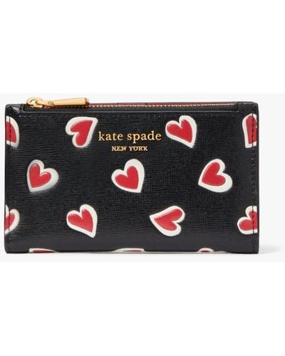Kate Spade Morgan Stencil Hearts Small Slim Bifold Wallet - Black
