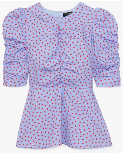 Kate Spade Spring Time Dot Ruched Top - Purple