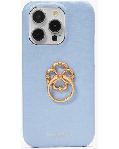 Kate Spade Morgan Spade Hülle für iPhone 15 Pro mit Ringhalterung - Blau