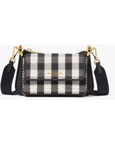 Kate Spade Double Up Gingham Field Crossbody - White