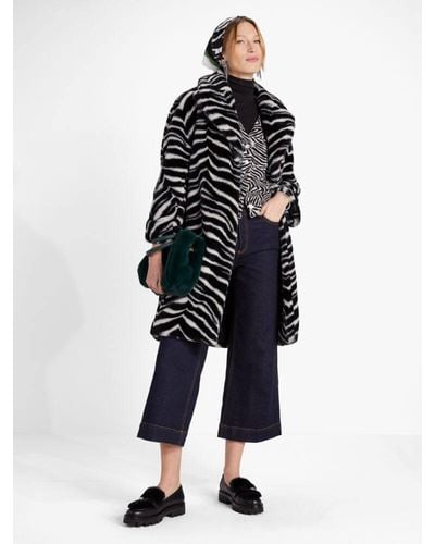 Kate Spade Bold Zebra Faux Fur Coat - Black